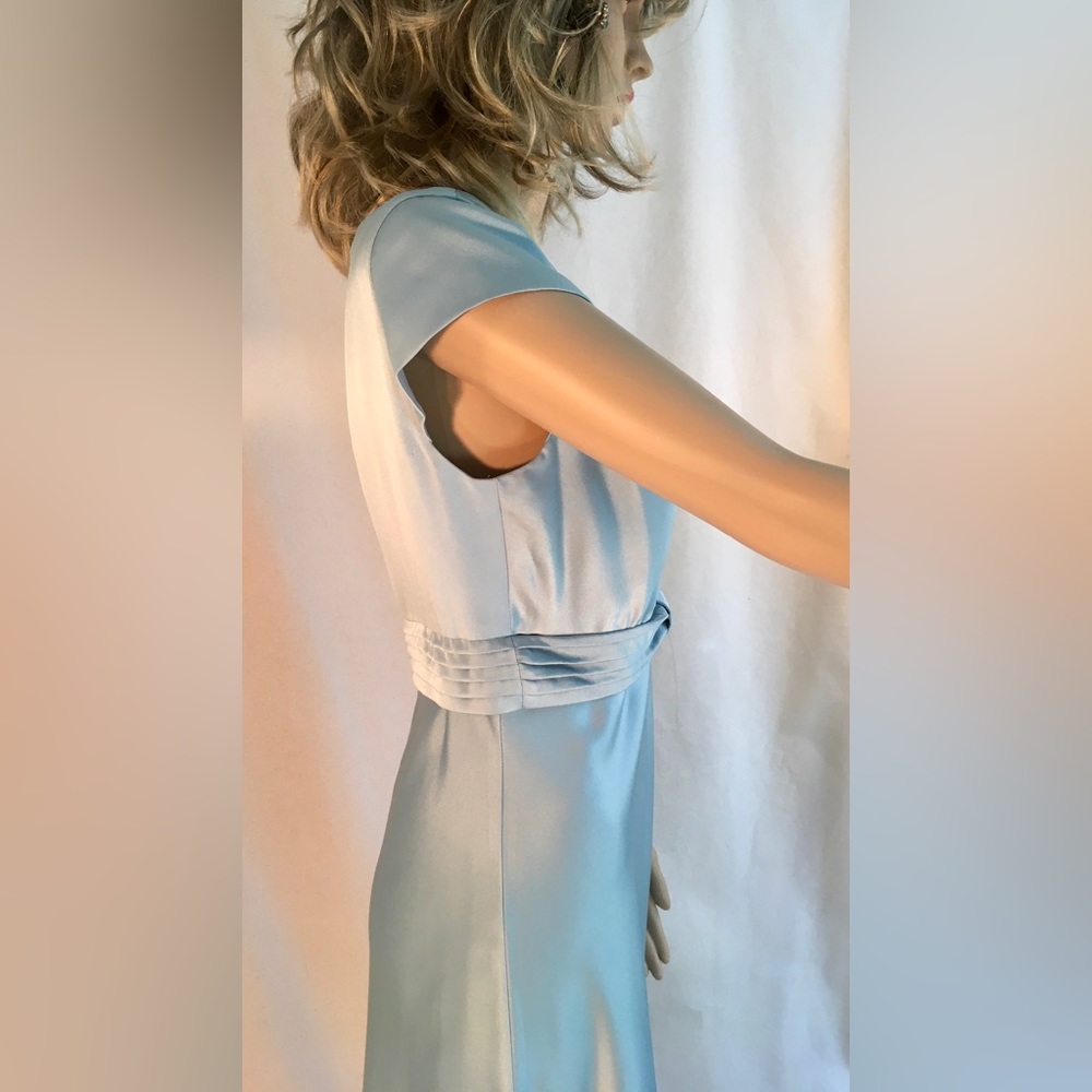 CALVIN KLEIN blue satin short sleeve Scoop neck Vintage slip maxi dress - Picture 10 of 15